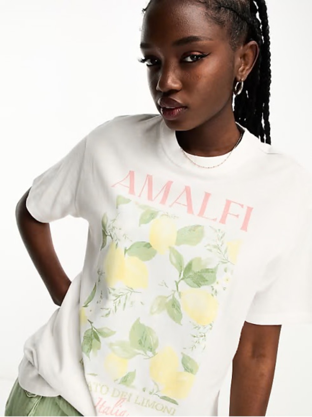 Abercrombie & Fitch White Tee with Pastel Lemon Graphic